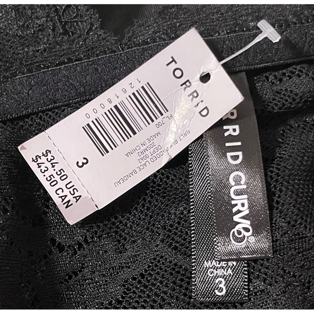 Torrid Black Padded Lace Bralette w/ or w/o Straps NWT Sz 3 (22/24) - Picture 6 of 11